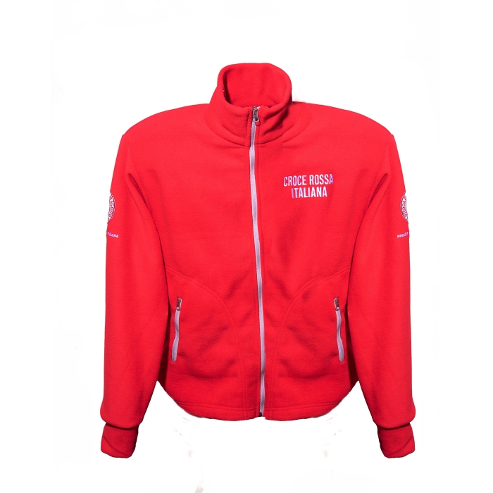 Pile rosso con zip Croce Rossa